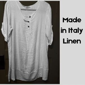 Loose Shift White Linen Dress